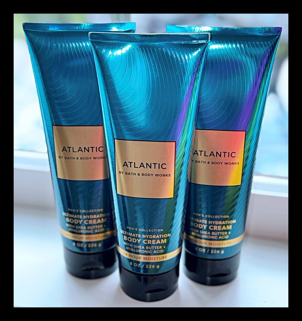 Bath & Body Works Atlantic Men's Collection Ultimate Hydration Body Cream x3